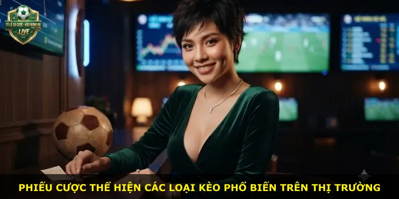 Phiếu cược thể hiện các loại kèo phổ biến trên thị trường